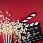 popcorn and clapperboard