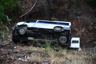 [372340] ΑΣΘΕΝΟΦΟΡΟ ΕΞΕΤΡΑΠΗ ΛΟΓΩ ΟΛΙΣΘΗΡΟΤΗΤΑΣ ΑΠΟ ΤΗ ΠΟΡΕΙΑ ΤΟΥ ΚΙ ΕΠΕΣΕ ΣΕ ΧΑΝΤΑΚΙ ΣΤΗ ΚΑΙΣΑΡΙΑΝΗ (ΤΑΤΙΑΝΑ ΜΠΟΛΑΡΗ / Eurokinissi)