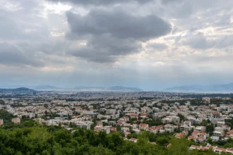 Panoramic View Cloudy Athens Taken 600nw 2044067429