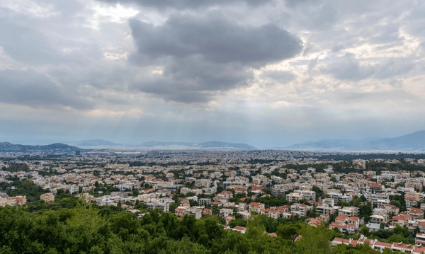 Panoramic View Cloudy Athens Taken 600nw 2044067429