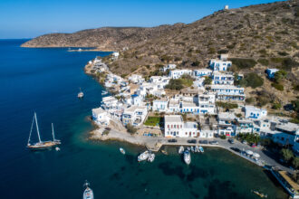 Aerial,view,of,katapola,vilage,,amorgos,island,,cyclades,,aegean,,greece