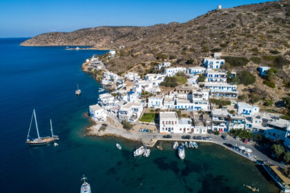 Aerial,view,of,katapola,vilage,,amorgos,island,,cyclades,,aegean,,greece